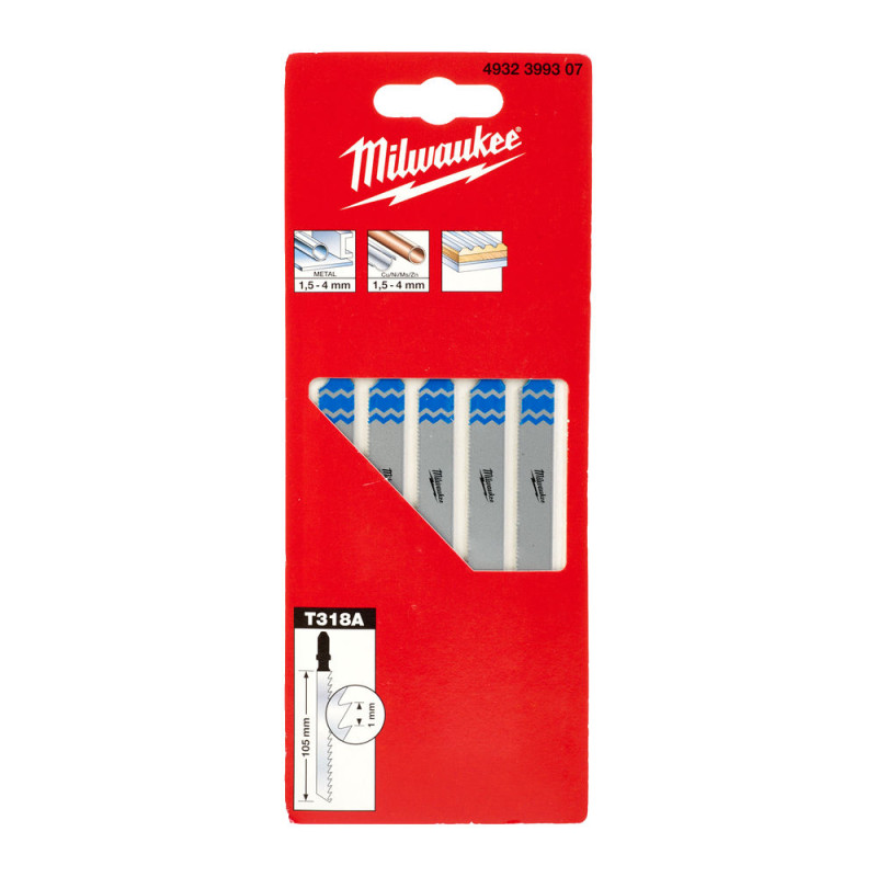 Купити Полотна для лобзиків T318A MILWAUKEE, 105х1,0мм, (5шт), (універсальні). Офіційний магазин Мілвокі Україна, фірмова гарантія з доставкою по Украіні