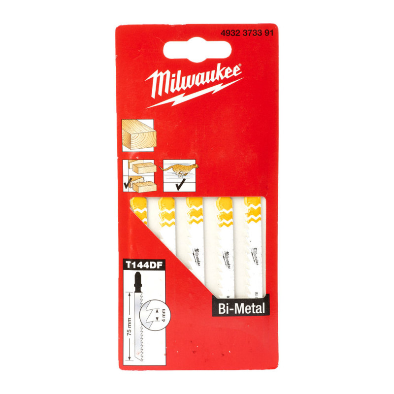 Купити Полотна для лобзиків T144DF Bi-Metal MILWAUKEE, 75х4,0мм, (5шт), (деревина, швидкий різ). Офіційний магазин Мілвокі Україна, фірмова гарантія з доставкою по Украіні