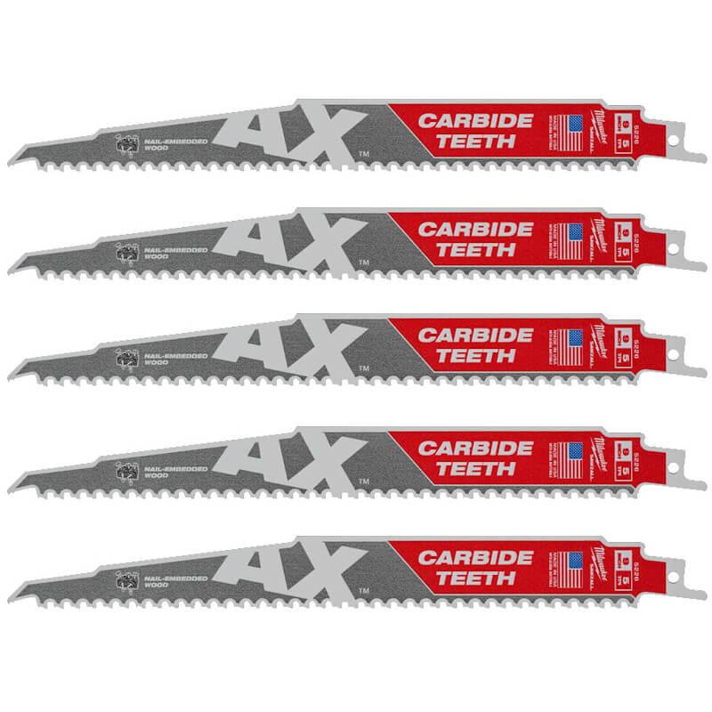 Купити Полотно для шабельних пил AX CARBIDE MILWAUKEE, 230х5мм, (5шт), (деревина з цвяхами). Офіційний магазин Мілвокі Україна, фірмова гарантія з доставкою по Украіні