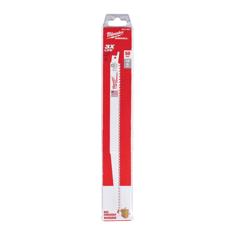 Купити Полотно для шабельних пил FANG TIP THIN KERF MILWAUKEE, 300х5,0мм, (50шт), (деревина з цвяхами). Офіційний магазин Мілвокі Україна, фірмова гарантія з доставкою по Украіні