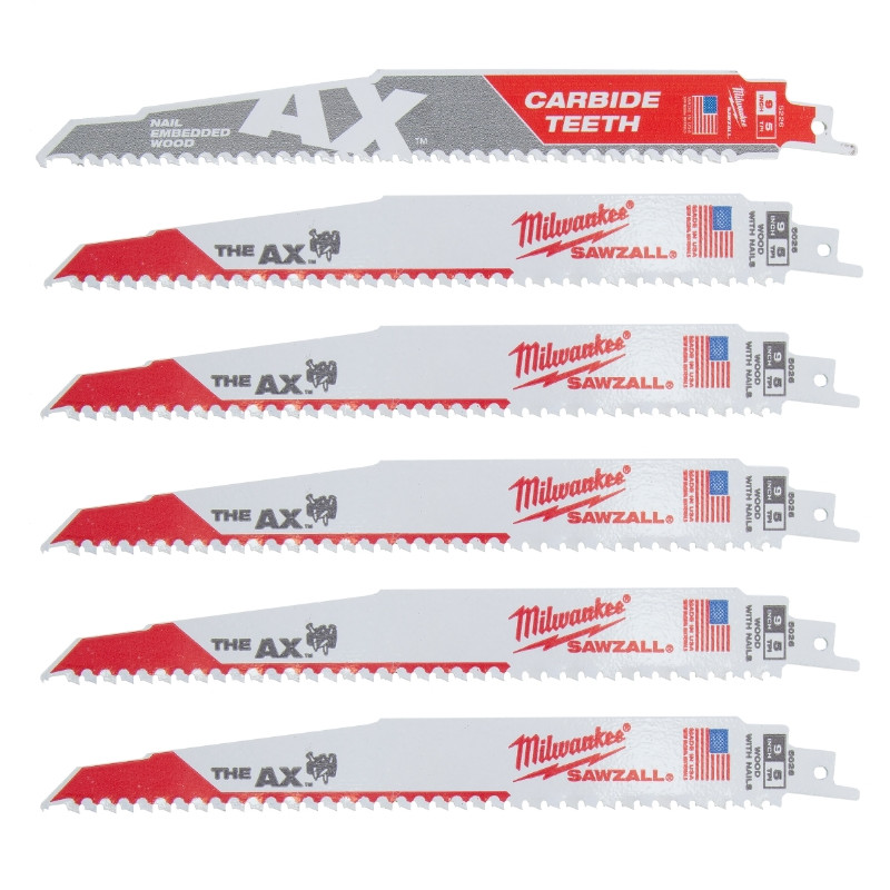 Купити Полотно для шабельних пил MILWAUKEE, AX FANG TIP 230х5мм, (5шт) + полотно AX CARBIDE 230х5мм, (1шт). Офіційний магазин Мілвокі Україна, фірмова гарантія з доставкою по Украіні