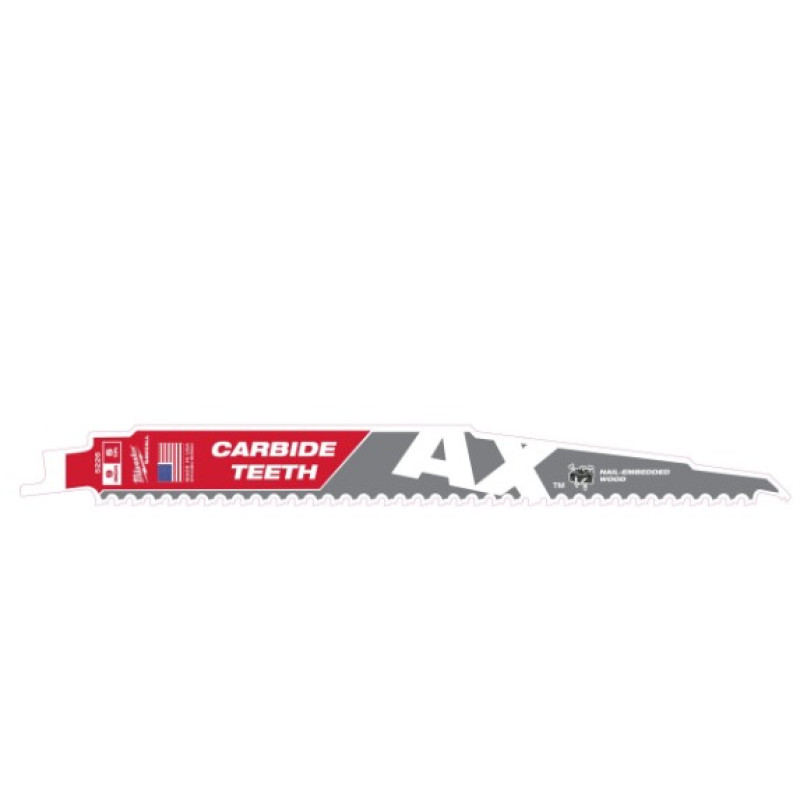 Купити Полотно для шабельних пил AX CARBIDE MILWAUKEE, 230х5мм, (деревина з цвяхами). Офіційний магазин Мілвокі Україна, фірмова гарантія з доставкою по Украіні