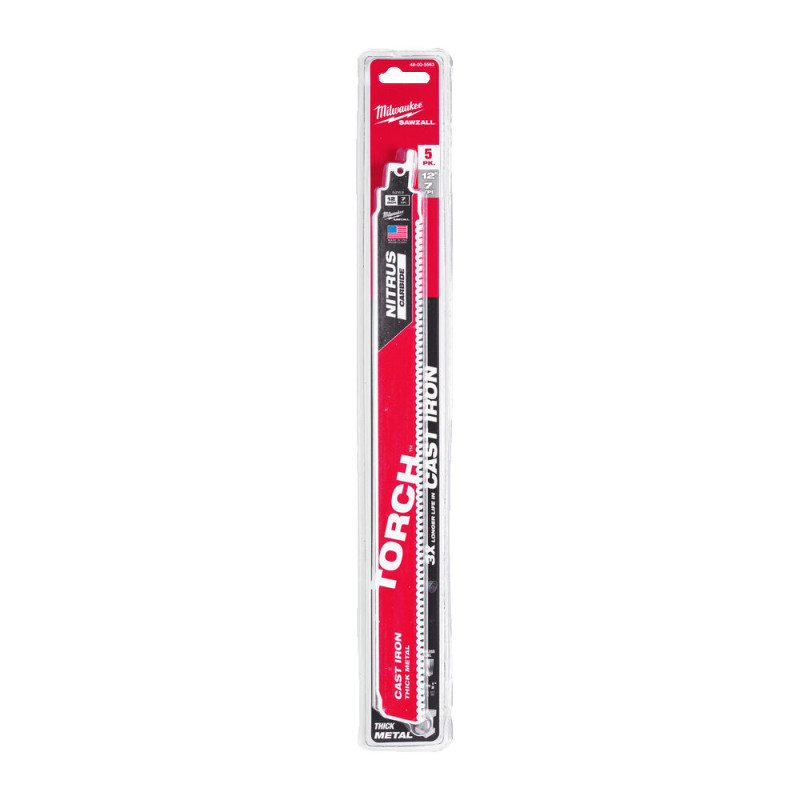 Купити Полотно для шабельних пил TORCH CARBIDE NITRUS MILWAUKEE, 300х3,1мм, (5шт), (метал). Офіційний магазин Мілвокі Україна, фірмова гарантія з доставкою по Украіні