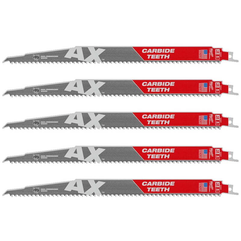 Купити Полотно для шабельних пил AX CARBIDE MILWAUKEE, 300х5мм, (5шт), (деревина з цвяхами). Офіційний магазин Мілвокі Україна, фірмова гарантія з доставкою по Украіні
