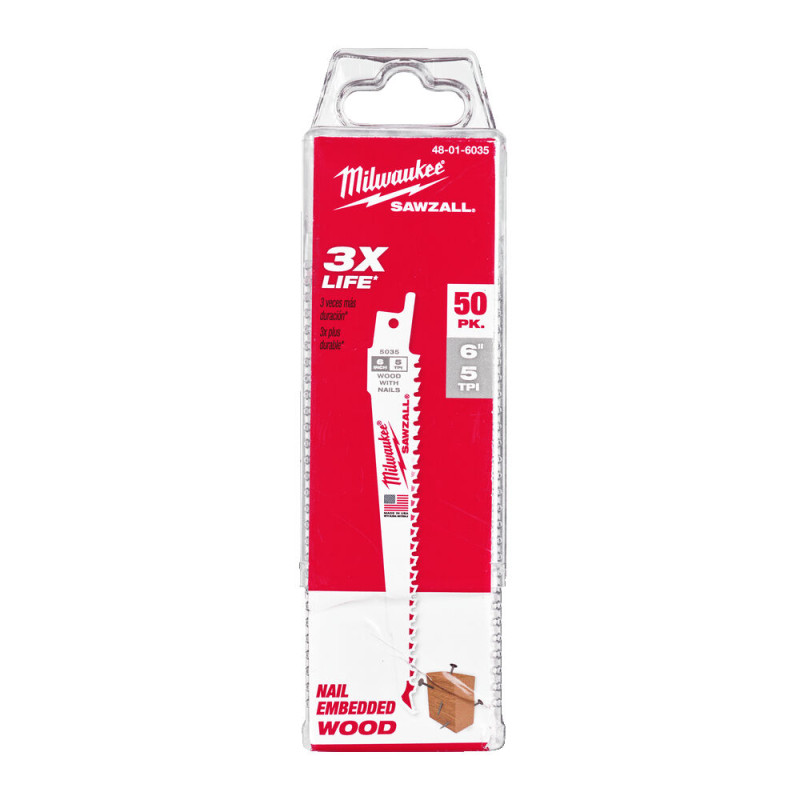 Купити Полотно для шабельних пил FANG TIP THIN KERF MILWAUKEE, 150х5,0мм, (50шт), (деревина з цвяхами). Офіційний магазин Мілвокі Україна, фірмова гарантія з доставкою по Украіні