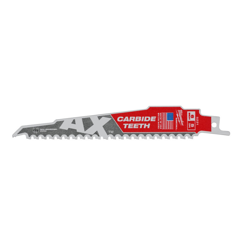 Купити Полотно для шабельних пил TCT AX FANG TIP MILWAUKEE, 150х5мм, (деревина з цвяхами) (заміна 48475221). Офіційний магазин Мілвокі Україна, фірмова гарантія з доставкою по Украіні