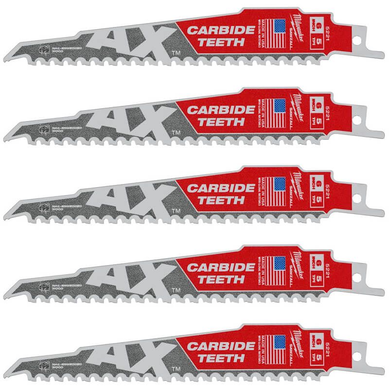 Купити Полотно для шабельних пил AX CARBIDE MILWAUKEE, 150х5мм, (5шт), (деревина з цвяхами). Офіційний магазин Мілвокі Україна, фірмова гарантія з доставкою по Украіні