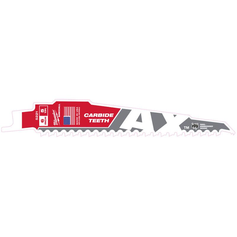 Купити Полотно для шабельних пил AX CARBIDE MILWAUKEE, 150х5мм, (деревина з цвяхами). Офіційний магазин Мілвокі Україна, фірмова гарантія з доставкою по Украіні