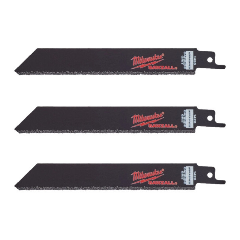 Купити Полотно для шабельних пил Carbide Grit MILWAUKEE, 150мм, (3шт) (чавун, абразивні матеріали, фіберглас). Офіційний магазин Мілвокі Україна, фірмова гарантія з доставкою по Украіні