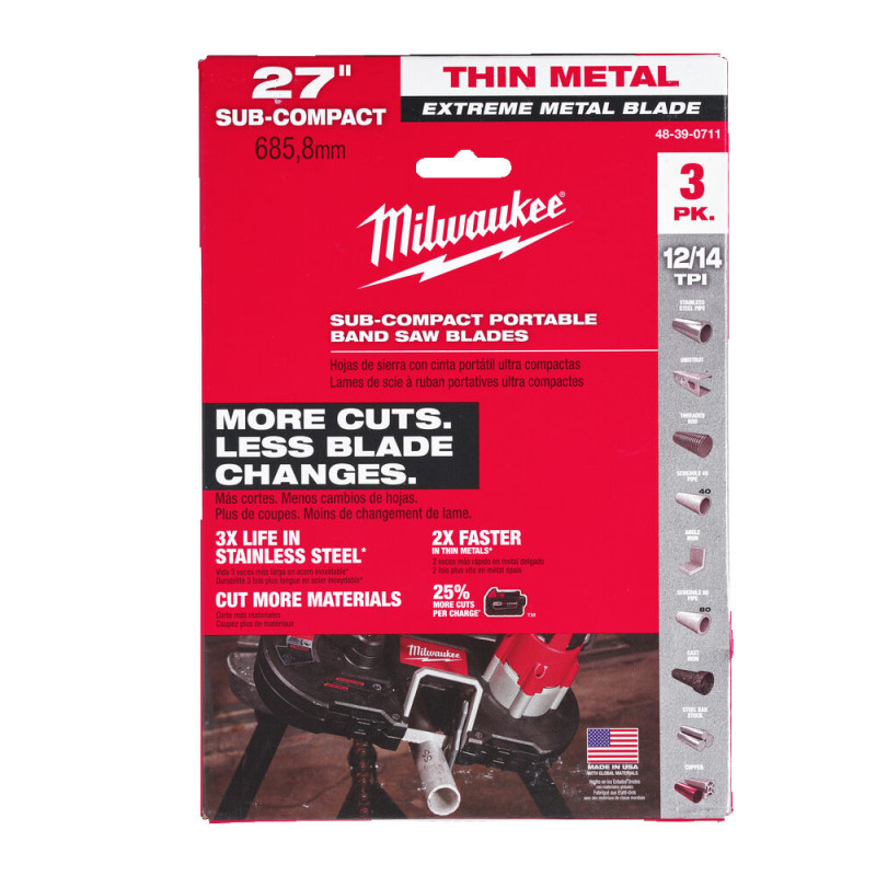 Купити Полотно для стрічкових пил Bi-Metal PREMIUM MILWAUKEE, 687,57х2,1/1,8мм, (4-8мм товщина стінки), (3шт). Офіційний магазин Мілвокі Україна, фірмова гарантія з доставкою по Украіні