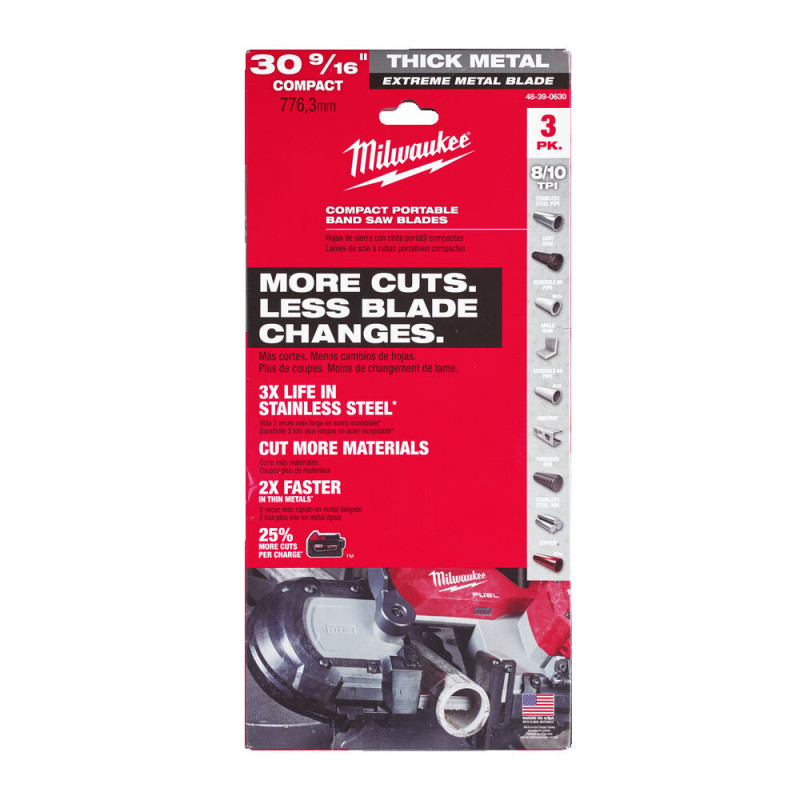 Купити Полотно для стрічкових пил Bi-Metal PREMIUM MILWAUKEE, 776,29х3,1/2,5мм, (5-13мм товщина стінки) (3шт). Офіційний магазин Мілвокі Україна, фірмова гарантія з доставкою по Украіні