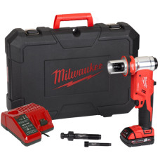 Купити Гідравлічний пробійник для отворів FORCE LOGIC MILWAUKEE M18 HKP-201C 4933451202 (зарядний пристрій M12-18 FC, 1 акумулятор M18 B2 2.0 Аг, аксесуари, кейс). Офіційний магазин Мілвокі Україна, фірмова гарантія з доставкою по Украіні