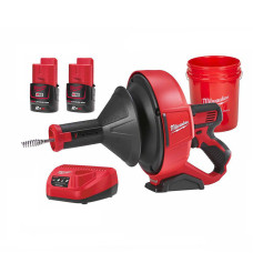 Купити Машина прочистна акумуляторна MILWAUKEE, M12 BDC8-202C, трос 8м (зарядний пристрій С12 С , 2 акумулятори М12 В2 2Аг, відро, картонне пакування). Офіційний магазин Мілвокі Україна, фірмова гарантія з доставкою по Украіні
