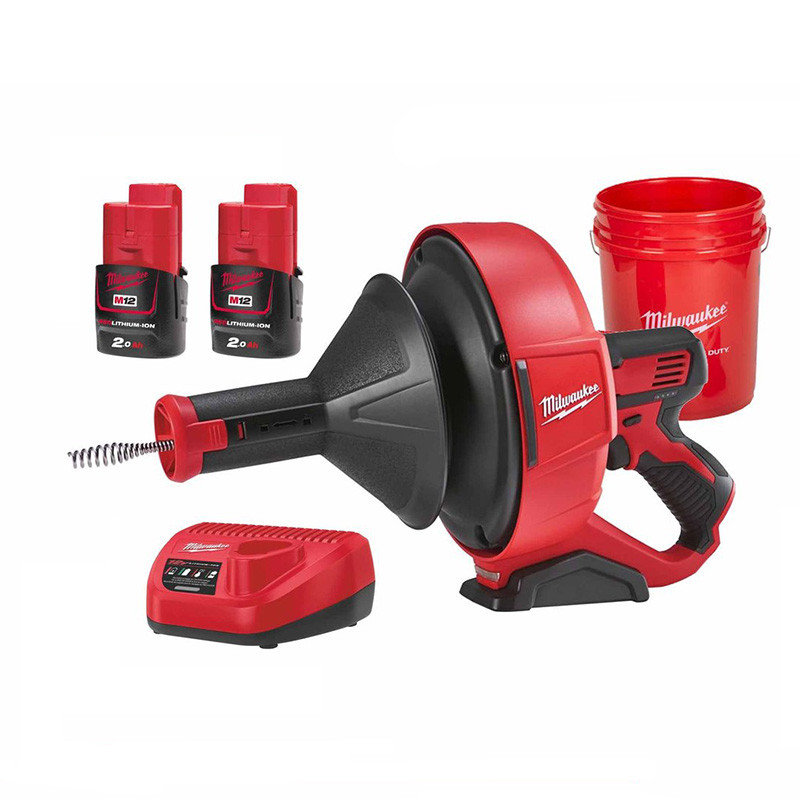 Купити Машина прочистна акумуляторна MILWAUKEE, M12 BDC8-202C, трос 8м (зарядний пристрій С12 С , 2 акумулятори М12 В2 2Аг, відро, картонне пакування). Офіційний магазин Мілвокі Україна, фірмова гарантія з доставкою по Украіні