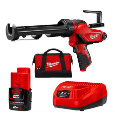 Купити Пістолет для герметиків акумуляторний MILWAUKEE M12 PCG/310C-201B, 310мл (зарядний пристрій С12 С, 1 акумулятор М12 В2 2Аг, пластиковий картридж, сумка). Офіційний магазин Мілвокі Україна, фірмова гарантія з доставкою по Украіні