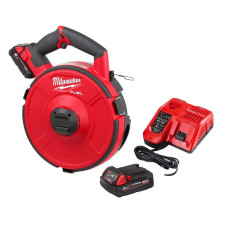 Купити Пристрій акумуляторний для протягування кабелю MILWAUKEE, M18 FPFT-202 NC Set, 30м (зарядний пристрій M12-18 FC, 2 акумулятори M18 B2 2Аг. барабан зі сталевим дротом 36м Х 3мм). Офіційний магазин Мілвокі Україна, фірмова гарантія з доставкою по Украіні
