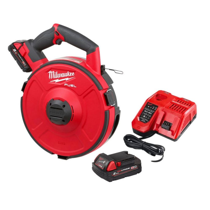 Купити Пристрій акумуляторний для протягування кабелю MILWAUKEE, M18 FPFT-202 NC Set, 30м (зарядний пристрій M12-18 FC, 2 акумулятори M18 B2 2Аг. барабан зі сталевим дротом 36м Х 3мм). Офіційний магазин Мілвокі Україна, фірмова гарантія з доставкою по Украіні