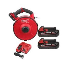 Купити Пристрій акумуляторний для протягування кабелю MILWAUKEE, M18 FPFT-202 ST Set, 36м (зарядний пристрій M12-18 FC, 2 акумулятори M18 B2 2Аг. барабан зі сталевим дротом 36м Х 3мм). Офіційний магазин Мілвокі Україна, фірмова гарантія з доставкою по Украіні