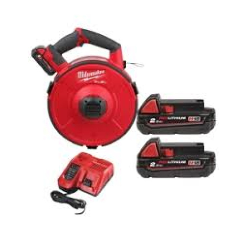 Купити Пристрій акумуляторний для протягування кабелю MILWAUKEE, M18 FPFT-202 ST Set, 36м (зарядний пристрій M12-18 FC, 2 акумулятори M18 B2 2Аг. барабан зі сталевим дротом 36м Х 3мм). Офіційний магазин Мілвокі Україна, фірмова гарантія з доставкою по Украіні