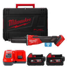 Купити Шліфмашина пряма акумуляторна безщіткова MILWAUKEE, M18 FDGROVB-502X (зарядний пристрій M12-18 FC, 2 акумулятори М18 В5 5Аг, HDкейс). Офіційний магазин Мілвокі Україна, фірмова гарантія з доставкою по Украіні