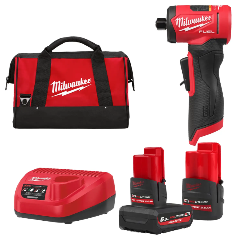 Купити Шліфмашина кутова цангова акумуляторна MILWAUKEE, M12 FDGA2-522B, діаметр цанг 6/8мм (зарядний пристрій С12 С, 1 акумулятор М12 НВ2.5 2,5Аг, 1 акумулятор М12 НВ5 5Аг. сумка). Офіційний магазин Мілвокі Україна, фірмова гарантія з доставкою по Украіні