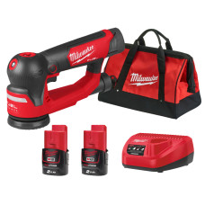 Купити Шліфмашина ексцентрикова акумуляторна безщіткова MILWAUKEE, M12 FSDR75-202B, діаметр 75мм (зарядний пристрій С12 С, 2 акумулятори М12 В2 2Аг, сумка). Офіційний магазин Мілвокі Україна, фірмова гарантія з доставкою по Украіні