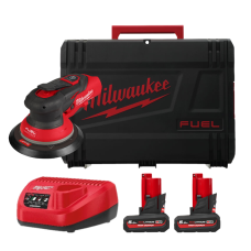 Купити Шліфмашина ексцентрикова акумуляторна безщіткова MILWAUKEE, M12 FROS2.5-502X, діаметр 150мм (зарядний пристрій С12 С, 2 акумулятори М12 НВ5 5Аг, HDкейс). Офіційний магазин Мілвокі Україна, фірмова гарантія з доставкою по Украіні