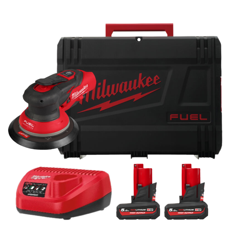 Купити Шліфмашина ексцентрикова акумуляторна безщіткова MILWAUKEE, M12 FROS2.5-502X, діаметр 150мм (зарядний пристрій С12 С, 2 акумулятори М12 НВ5 5Аг, HDкейс). Офіційний магазин Мілвокі Україна, фірмова гарантія з доставкою по Украіні