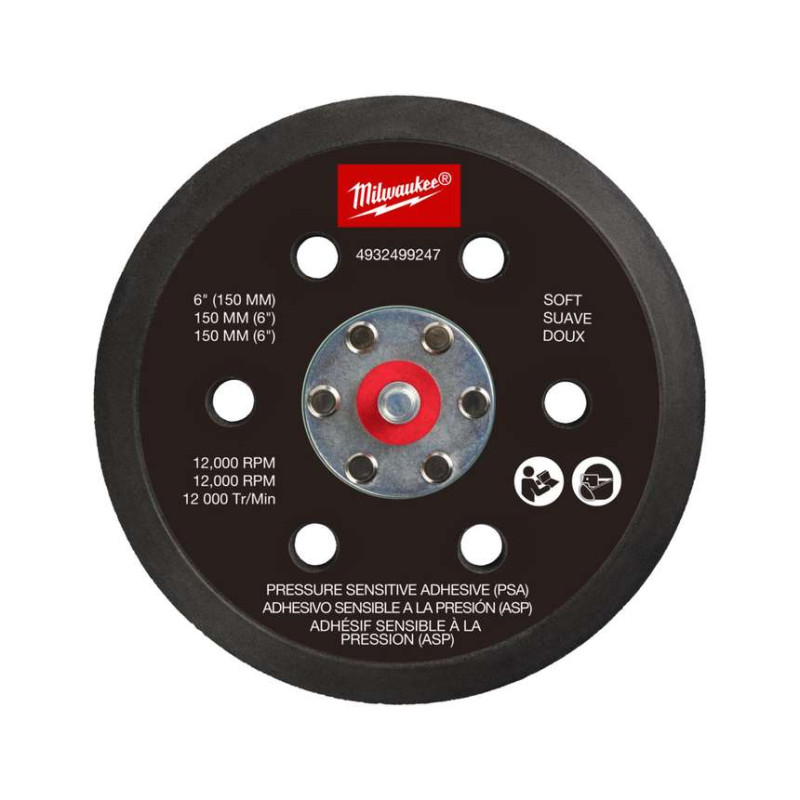 Купити Підошва шліфувальна MILWAUKEE FROSBPHP150, діаметр 150мм, 6 отв. для M12 FROS (жорстка з PSA). Офіційний магазин Мілвокі Україна, фірмова гарантія з доставкою по Украіні