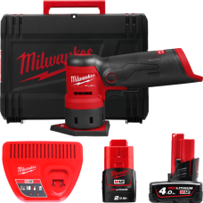 Купити Шліфмашина вібраційна акумуляторна безщіткова MILWAUKEE, M12 FDSS-422X (зарядний пристрій С12 С, 1 акумулятор М12 В2 2Аг, 1 акумулятор М12 В4 4Аг, HDкейс). Офіційний магазин Мілвокі Україна, фірмова гарантія з доставкою по Украіні