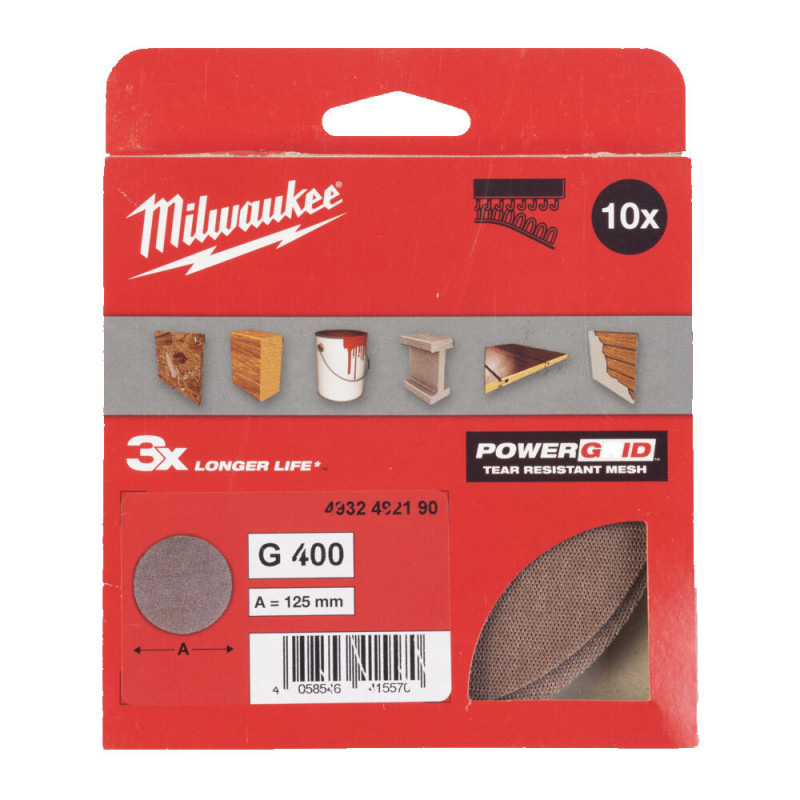 Купити Сітка шліфувальна PG Mesh HL MILWAUKEE, діаметр 125мм, зерно 400, (10шт). Офіційний магазин Мілвокі Україна, фірмова гарантія з доставкою по Украіні
