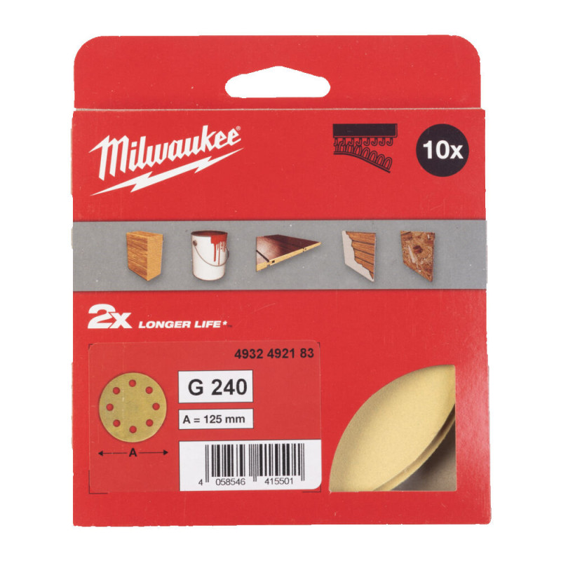 Купити Папір шліфувальний HP MILWAUKEE діаметр 125/8 HL, зерно 240, (10шт). Офіційний магазин Мілвокі Україна, фірмова гарантія з доставкою по Украіні