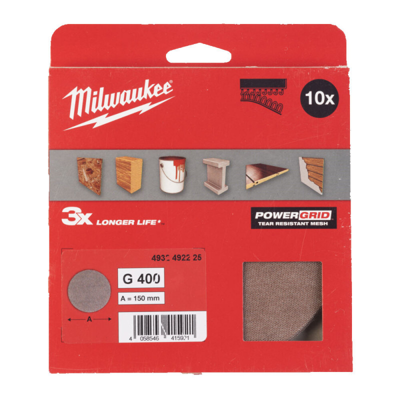 Купити Сітка шліфувальна PG Mesh HL MILWAUKEE, діаметр 150мм, зерно 400, (10шт). Офіційний магазин Мілвокі Україна, фірмова гарантія з доставкою по Украіні