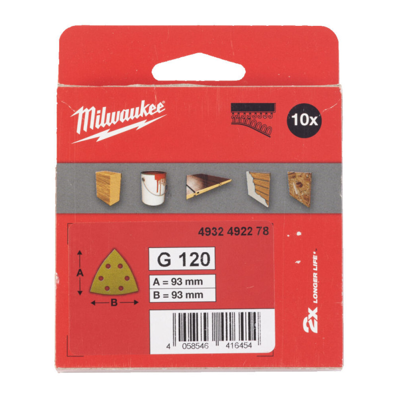 Купити Папір шліфувальний HP MILWAUKEE, 93х93х93мм HL, зерно 120, (10шт). Офіційний магазин Мілвокі Україна, фірмова гарантія з доставкою по Украіні