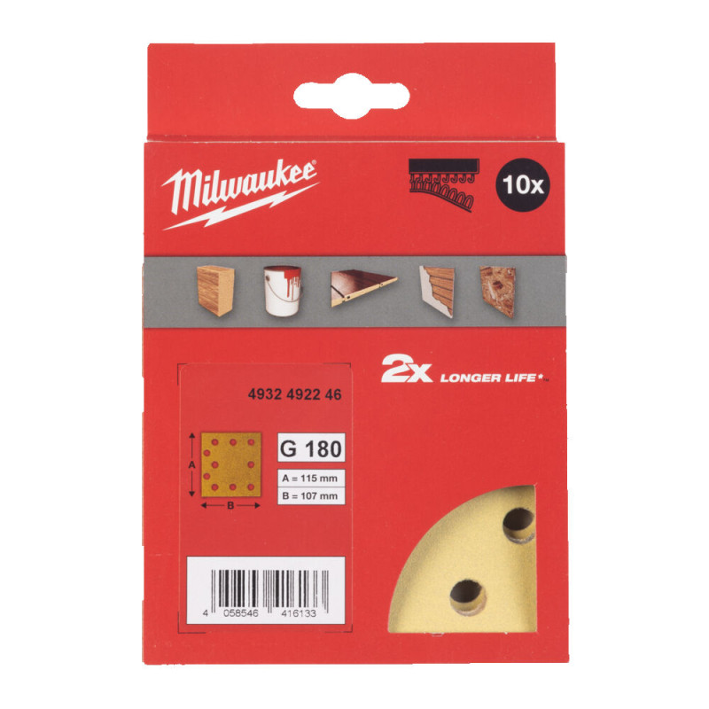 Купити Папір шліфувальний HP MILWAUKEE, 115х107мм HL, зерно 180, (10шт). Офіційний магазин Мілвокі Україна, фірмова гарантія з доставкою по Украіні