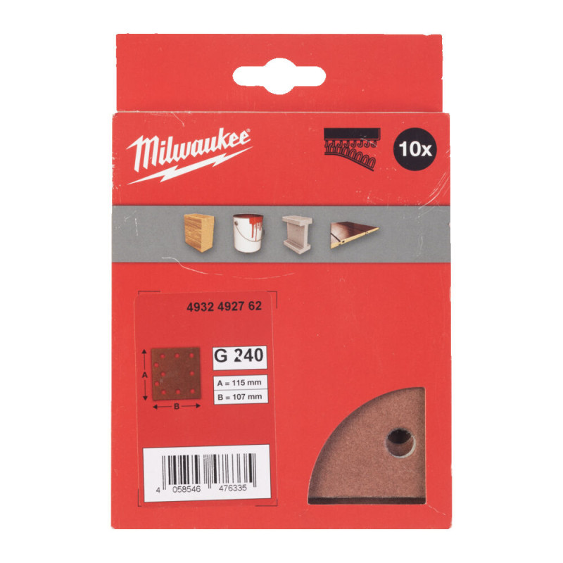 Купити Папір шліфувальний MILWAUKEE, 115x107мм HL, зерно 240, (10шт). Офіційний магазин Мілвокі Україна, фірмова гарантія з доставкою по Украіні