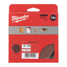 Купити Папір шліфувальний MILWAUKEE діаметр 125/8 HL, зерно 120, (10шт). Офіційний магазин Мілвокі Україна, фірмова гарантія з доставкою по Украіні