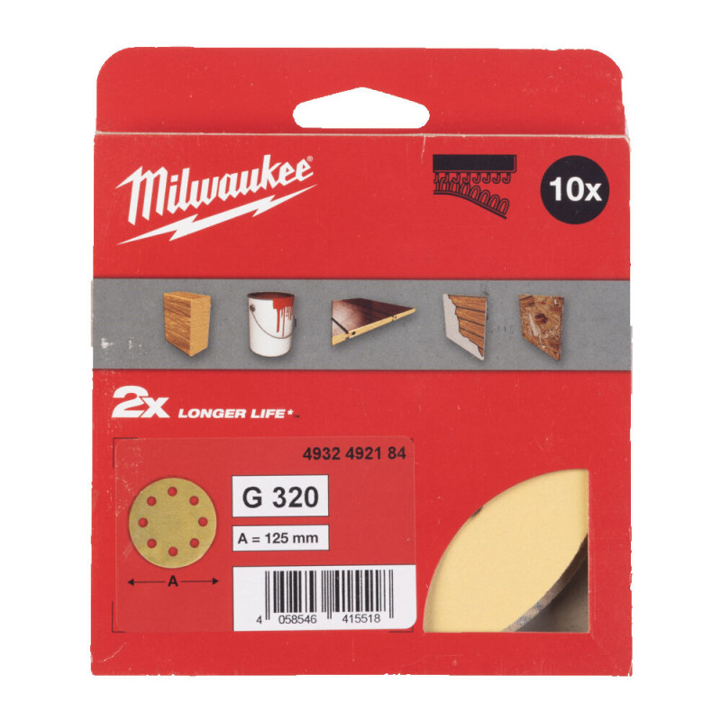Купити Папір шліфувальний HP MILWAUKEE діаметр 125/8 HL, зерно 320, (10шт). Офіційний магазин Мілвокі Україна, фірмова гарантія з доставкою по Украіні