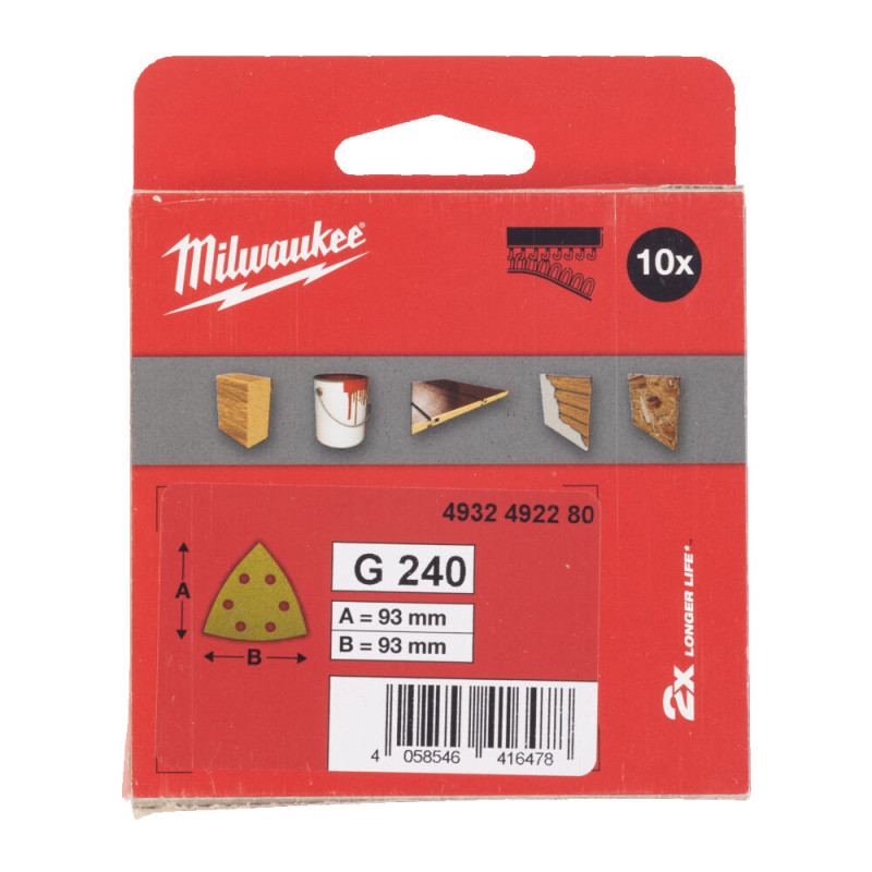 Купити Папір шліфувальний HP MILWAUKEE, 93х93х93мм HL, зерно 240, (10шт). Офіційний магазин Мілвокі Україна, фірмова гарантія з доставкою по Украіні