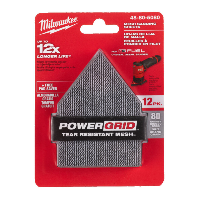 Купити Сітка шліфувальна PG Mesh HL MILWAUKEE, 67х92мм, зерно 120, (13шт) (для M12 FDSS). Офіційний магазин Мілвокі Україна, фірмова гарантія з доставкою по Украіні
