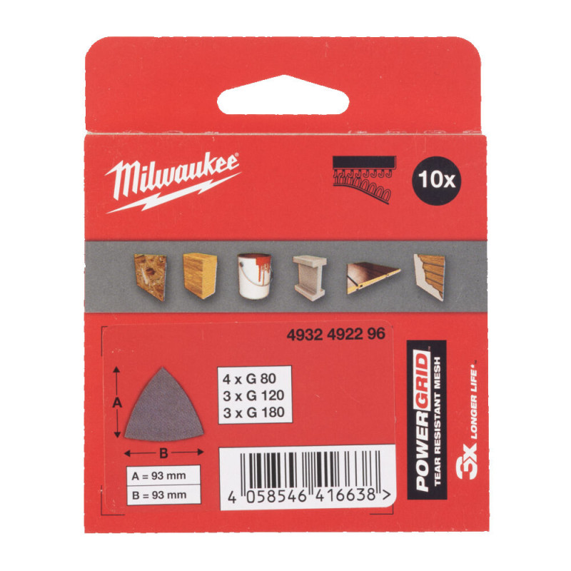 Купити Набір сіток шліфувальних PG Mesh HL MILWAUKEE, 93х93х93мм, (10шт). Офіційний магазин Мілвокі Україна, фірмова гарантія з доставкою по Украіні