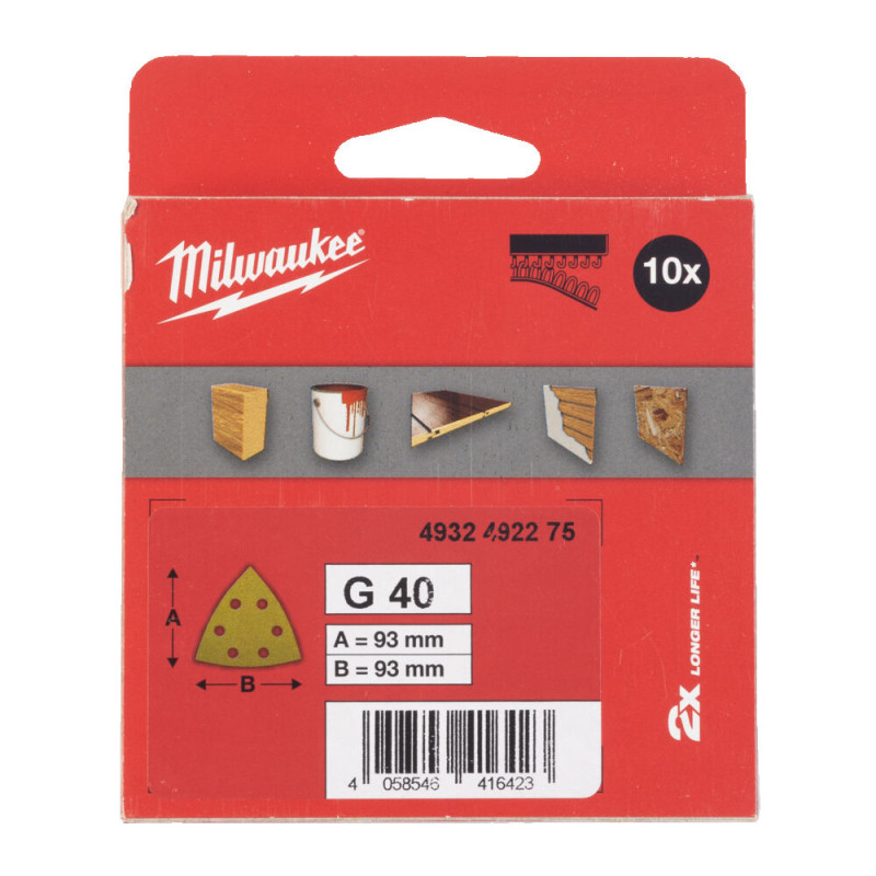 Купити Папір шліфувальний HP MILWAUKEE, 93х93х93мм HL, зерно 40, (10шт). Офіційний магазин Мілвокі Україна, фірмова гарантія з доставкою по Украіні
