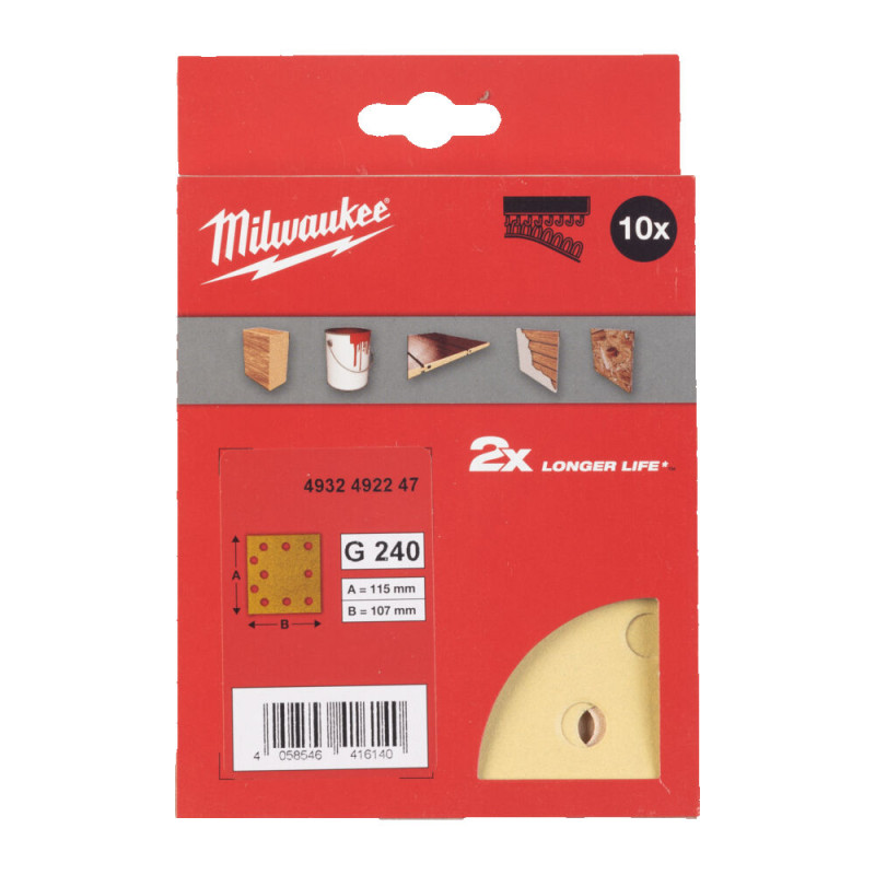 Купити Папір шліфувальний HP MILWAUKEE, 115х107мм HL, зерно 240, (10шт). Офіційний магазин Мілвокі Україна, фірмова гарантія з доставкою по Украіні