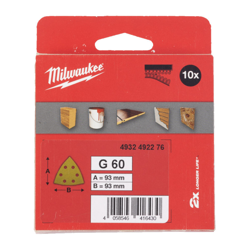 Купити Папір шліфувальний HP MILWAUKEE, 93х93х93мм HL, зерно 60, (10шт). Офіційний магазин Мілвокі Україна, фірмова гарантія з доставкою по Украіні