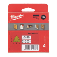 Купити Папір шліфувальний HP MILWAUKEE, 93х93х93мм HL, зерно 80, (10шт). Офіційний магазин Мілвокі Україна, фірмова гарантія з доставкою по Украіні