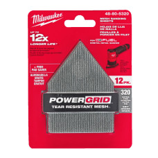 Купити Сітка шліфувальна PG Mesh HL MILWAUKEE, 67х92мм, зерно 320, (12шт+подложка) (для M12 FDSS). Офіційний магазин Мілвокі Україна, фірмова гарантія з доставкою по Украіні