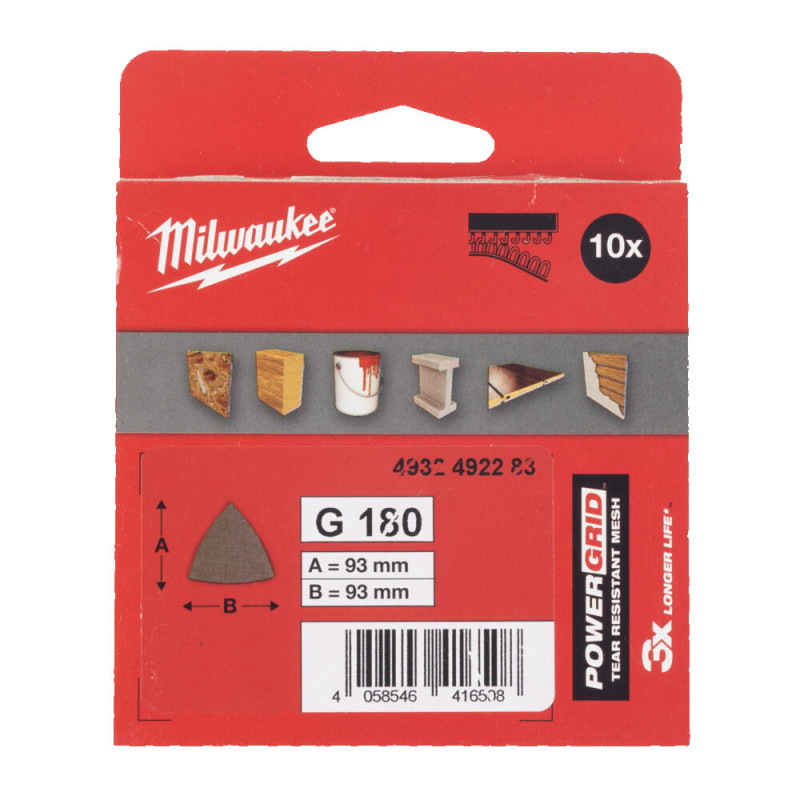 Купити Сітка шліфувальна PG Mesh HL MILWAUKEE, 93х93х93мм, зерно 180, (10шт). Офіційний магазин Мілвокі Україна, фірмова гарантія з доставкою по Украіні