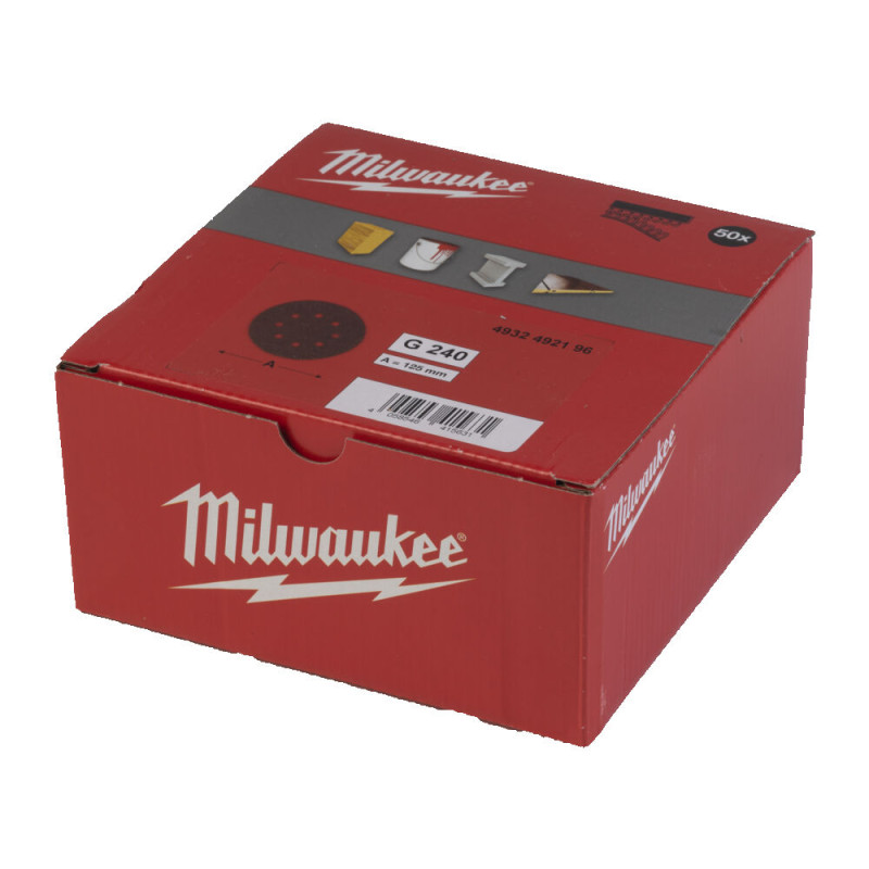 Купити Папір шліфувальний MILWAUKEE діаметр 125/8 HL, зерно 240, (50шт). Офіційний магазин Мілвокі Україна, фірмова гарантія з доставкою по Украіні