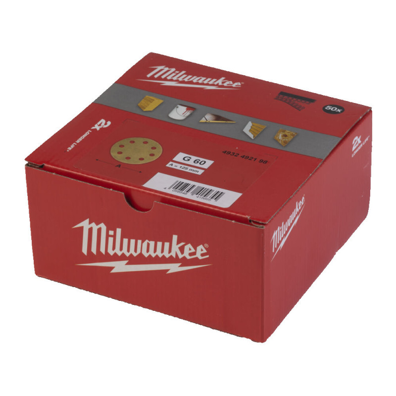 Купити Папір шліфувальний HP MILWAUKEE діаметр 125/8 HL, зерно 60, (50шт). Офіційний магазин Мілвокі Україна, фірмова гарантія з доставкою по Украіні