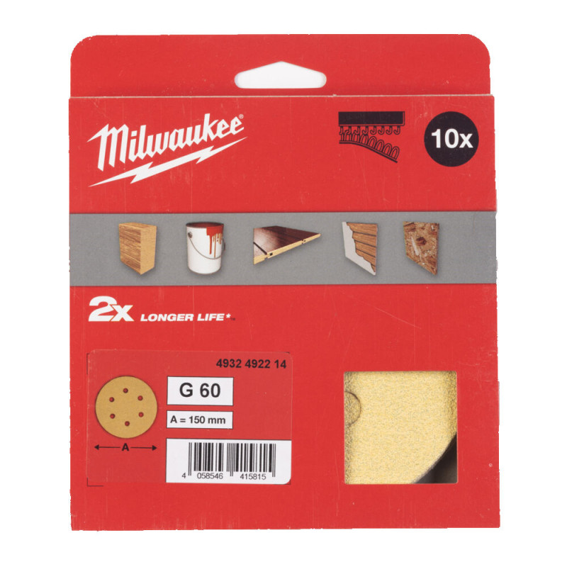 Купити Папір шліфувальний HP MILWAUKEE діаметр 150мм/6 HL, зерно 60, (10шт). Офіційний магазин Мілвокі Україна, фірмова гарантія з доставкою по Украіні